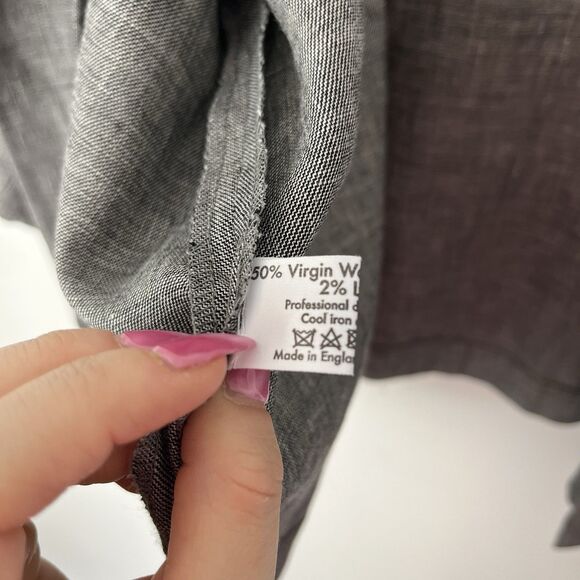 Eskandar Sz 0 GRAY Denim Exquisite Wool Linen Minimalist Jacket Blazer - Picture 4 of 8